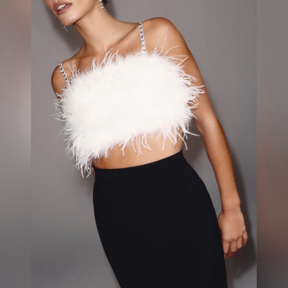 Nadine Merabi Kara feather top